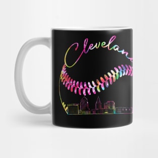 Tie dye, cleveland, skyline, baseball city, baseball lover Mug